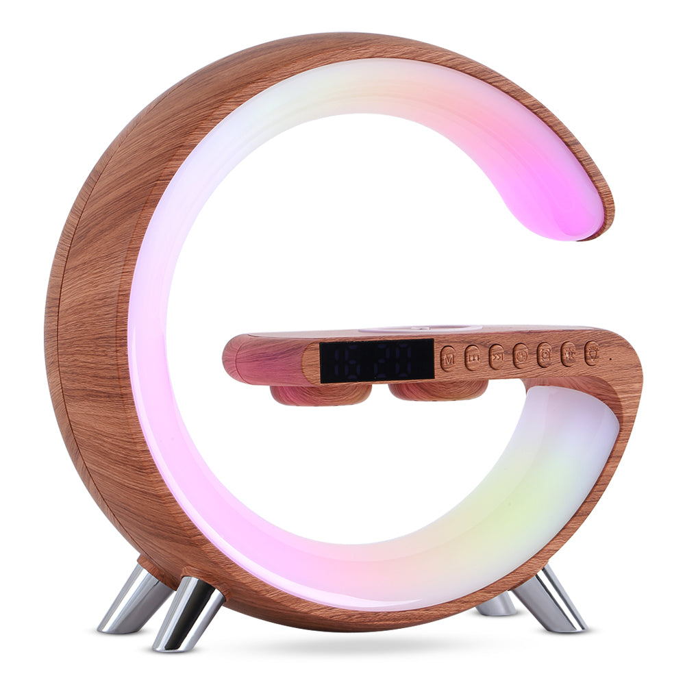 G-Shape LED Lamp with Bluetooth Speaker & Wireless Charger β App Control RGB Light