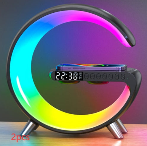 G-Shape LED Lamp with Bluetooth Speaker & Wireless Charger — App Control RGB Light