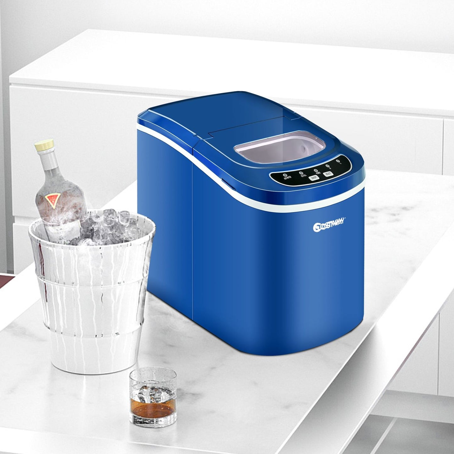 Machine À Glaçons Portable 12KG/24H 9 Glaçons Par 6-13 Min Avec Réservoir 2,2 L Et Bac À Glace De 0,7 Kg Bleu/Vert