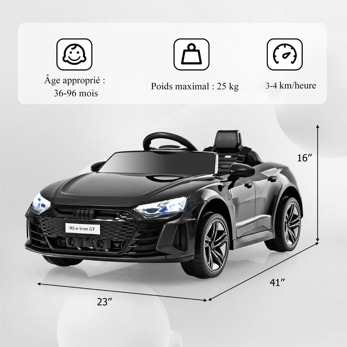 Voiture Electrique 12 V Avec Télécommande 2,4G Véhicules Électriques Démarrage Progressif & Musique Charge 25Kg Pour 37-95 Mois Blanc/Rouge/Noir