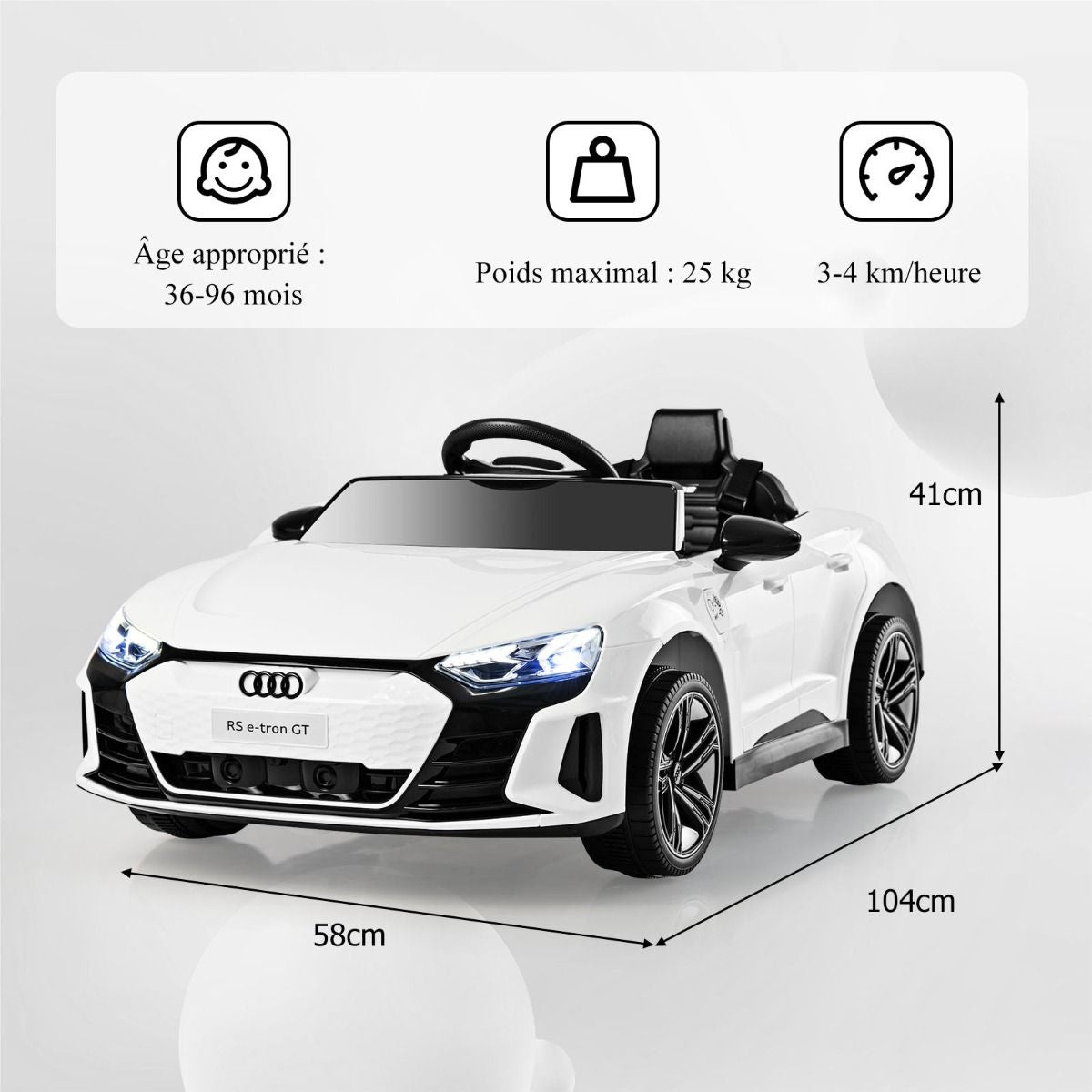 Voiture Electrique 12 V Avec Télécommande 2,4G Véhicules Électriques Démarrage Progressif & Musique Charge 25Kg Pour 37-95 Mois Blanc/Rouge/Noir