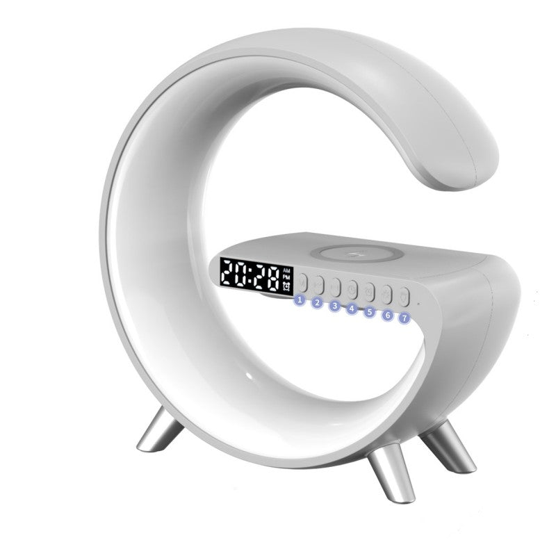 G-Shape LED Lamp with Bluetooth Speaker & Wireless Charger — App Control RGB Light
