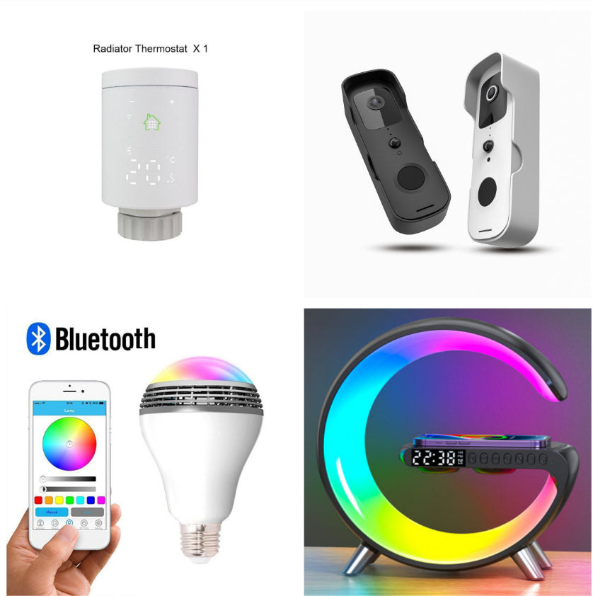 G-Shape LED Lamp with Bluetooth Speaker & Wireless Charger — App Control RGB Light