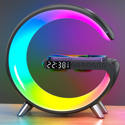 G-Shape LED Lamp with Bluetooth Speaker & Wireless Charger — App Control RGB Light