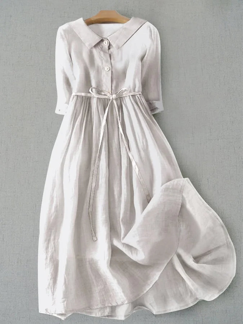 Lux - Elegant Half Sleeve Lace-Up Waist Dress