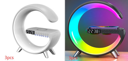 G-Shape LED Lamp with Bluetooth Speaker & Wireless Charger — App Control RGB Light