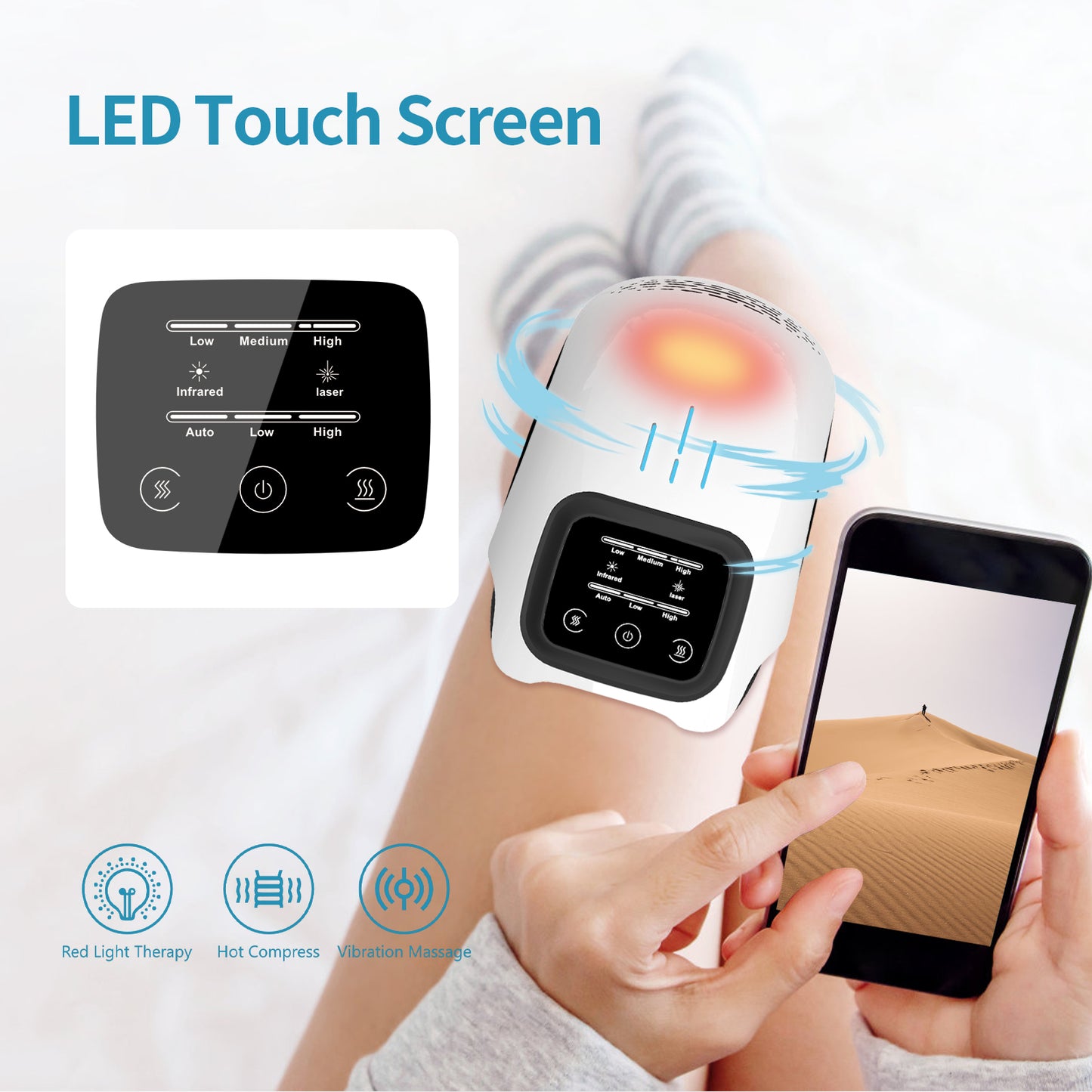 Electric Knee Massager — Infrared Heat, Vibration & Laser Pain Relief | Rechargeable