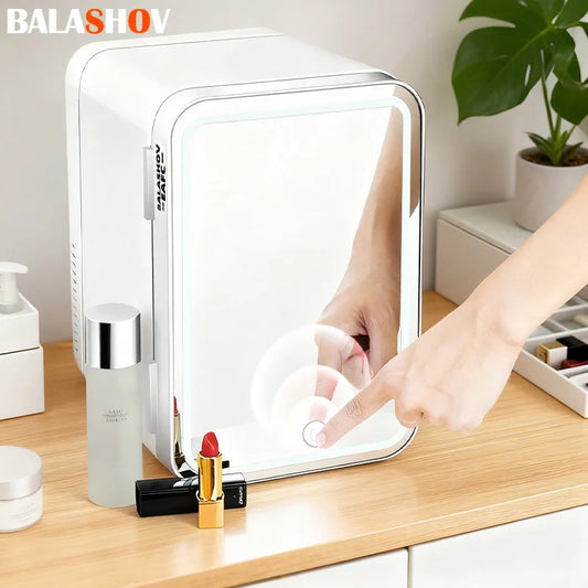 Mini Fridge Camping Cosmetics 4L Portable Small Mirror Refrigerators for Car and Home Dual-use Makeup Home Camping Cooler