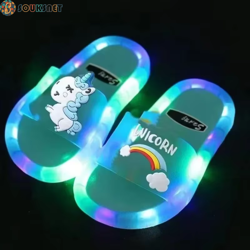 Chaussons Licorne Lumineux Enfant — Cristaux Scintillants & Lumières LED | Filles & Garçons