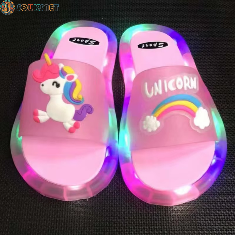 Chaussons Licorne Lumineux Enfant — Cristaux Scintillants & Lumières LED | Filles & Garçons