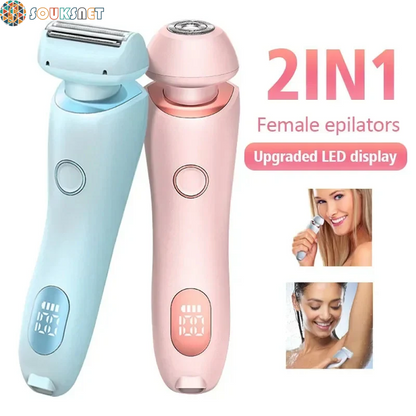 Épilateur & Rasoir 2-en-1 USB Rechargeable — Visage, Corps & Maillot | Sans Douleur