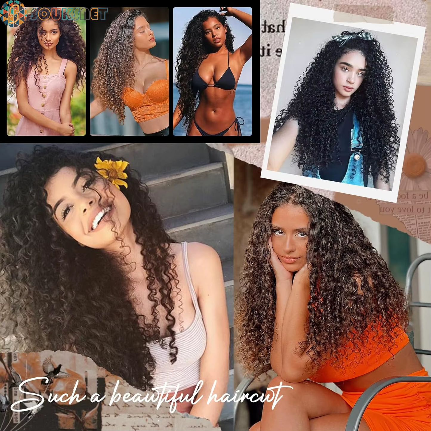 Extensions Cheveux À Clipser Bouclées 9 Pièces — 22 Pouces | Synthétique Doux | Femmes