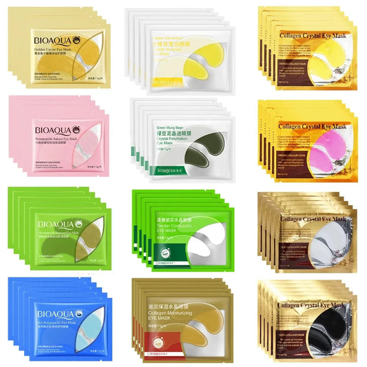 10pcs(5 Pairs) BIOAQUA Golden Crystal Collagen Eye Mask Moisturizing Anti Dark Circles Anti-aging Seaweed Eye Patches Gel Masks