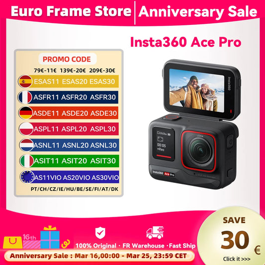 Insta360 Ace Pro Action Camera With Leica 1/1.3 "sense 2.4" Flip touchdisplay 8K HDR Magnetic Mount protective