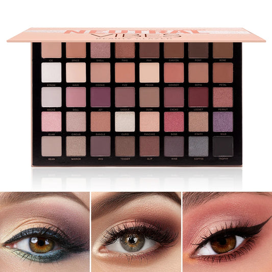 40 Color Eyeshadow Palette, Earth Color Smokey Punk Eyeshadow Powder, Matte & Shimmer & Pearly High Pigmented Eye Cosmetics