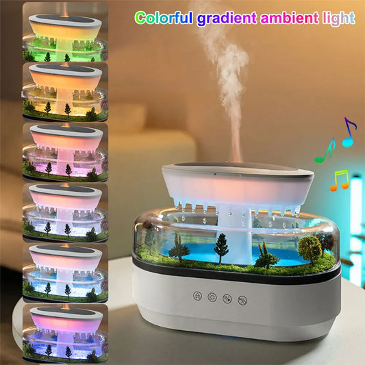 Rain Cloud Aroma Diffuser Small Air Humidifiers Water Drip Micro Landscape Essential Oils Ultrasonic Diffuser with 6 Night Light