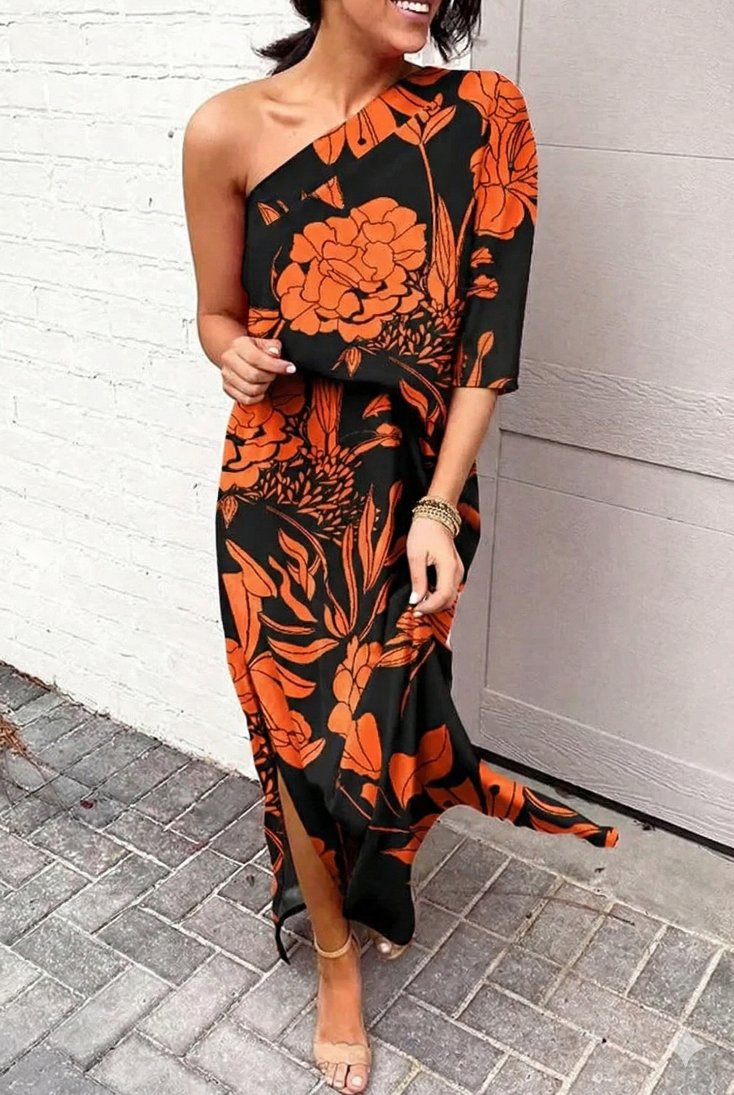 Women's One Sleeve Floral Evening Dress – Wedding Guest