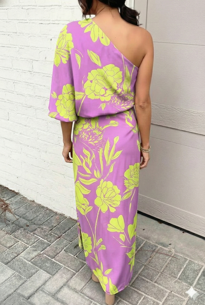 Women's One Sleeve Floral Evening Dress – Wedding Guest