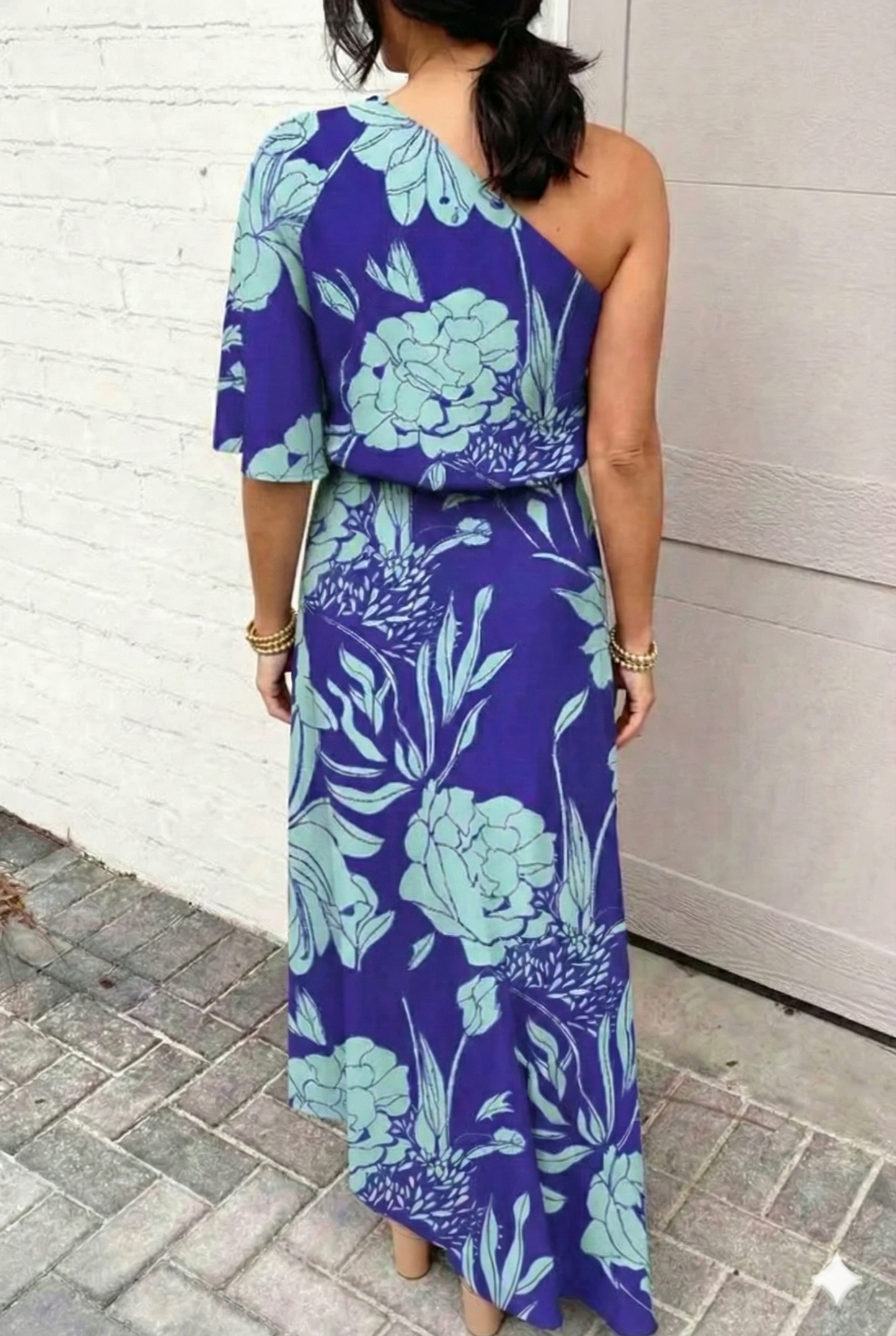 Women's One Sleeve Floral Evening Dress – Wedding Guest