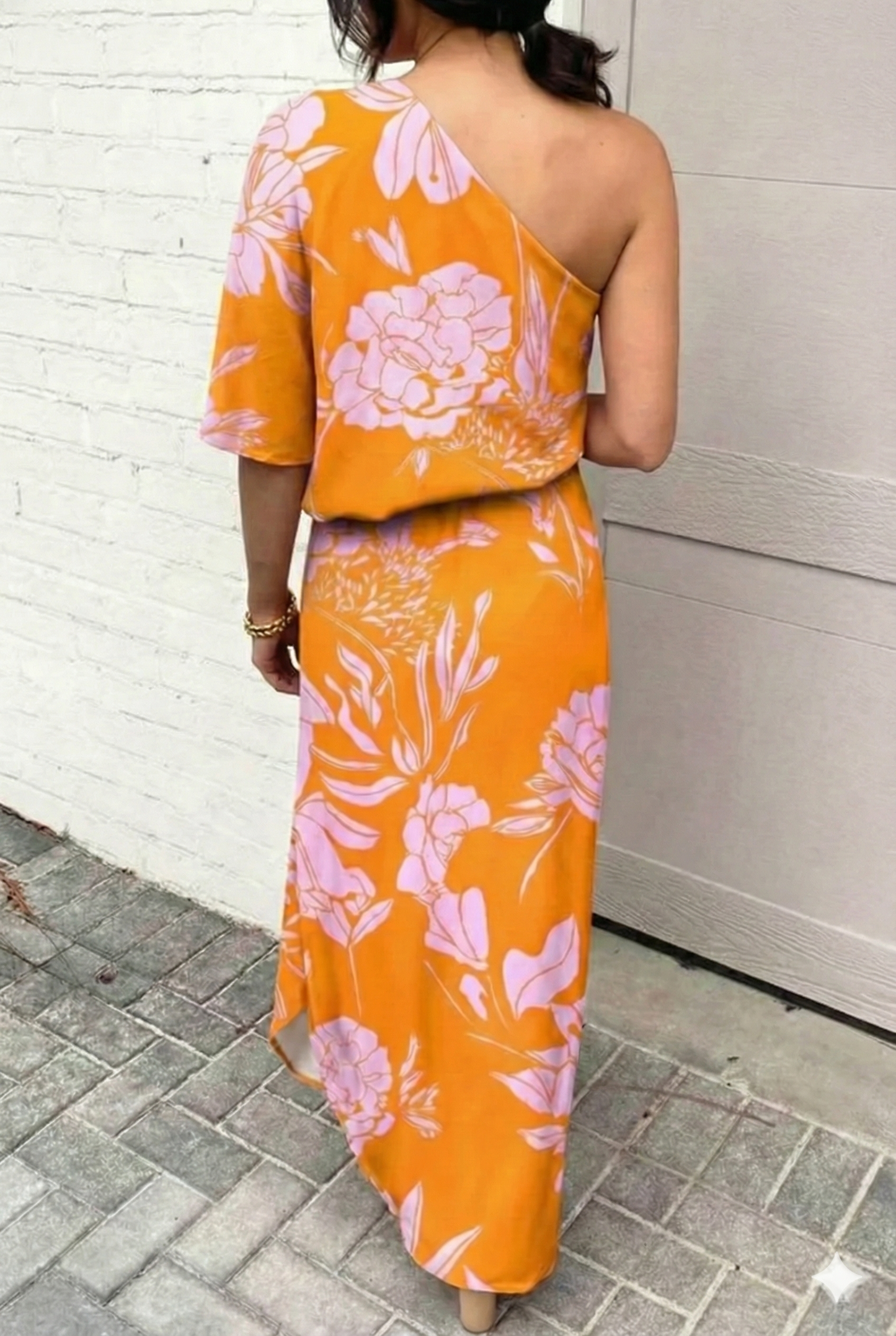 Women's One Sleeve Floral Evening Dress – Wedding Guest