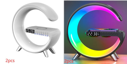 G-Shape LED Lamp with Bluetooth Speaker & Wireless Charger — App Control RGB Light