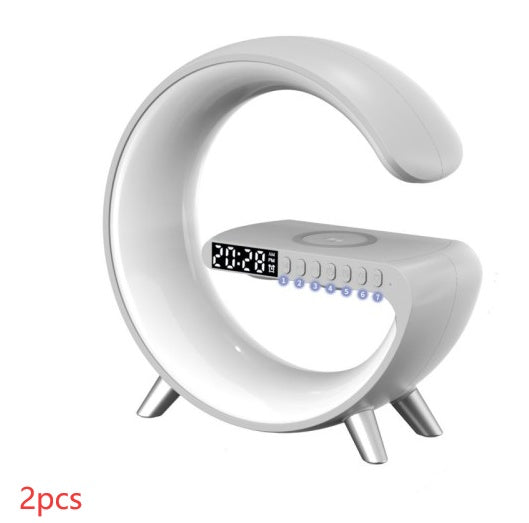 G-Shape LED Lamp with Bluetooth Speaker & Wireless Charger — App Control RGB Light