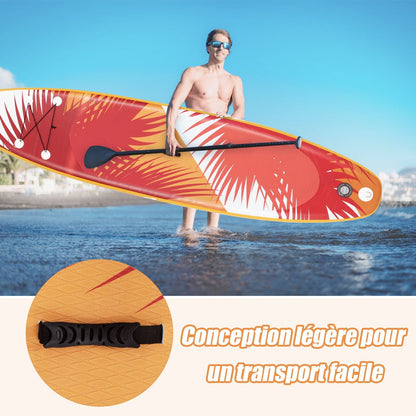 Paddle Gonflable 320X76X15Cm/335X76X15Cm En PVC Avec Pagaie Alliage Aluminium Réglable Aileron Amovible Pompe Manuel 130KG MAX Orange
