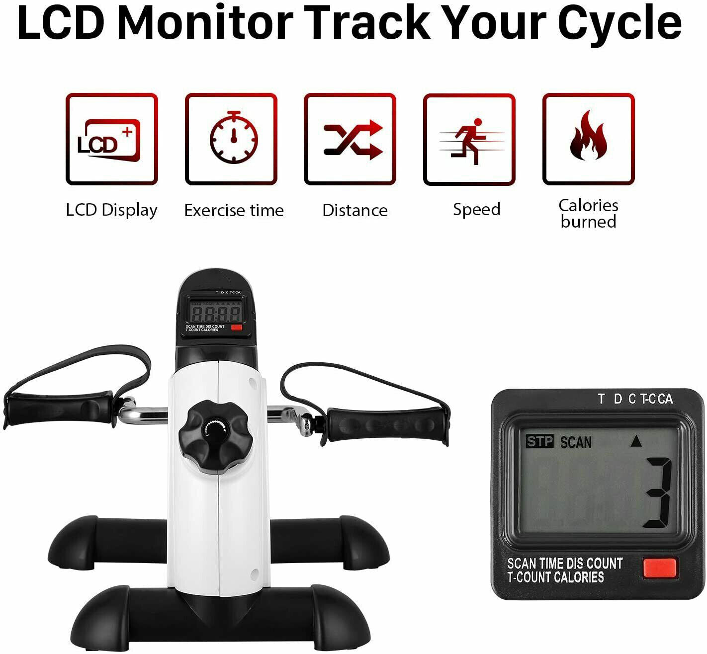 Mini Heimtrainer Pedaltrainer Arm Und Beintrainer Fitness Bike Trimmrad LCD