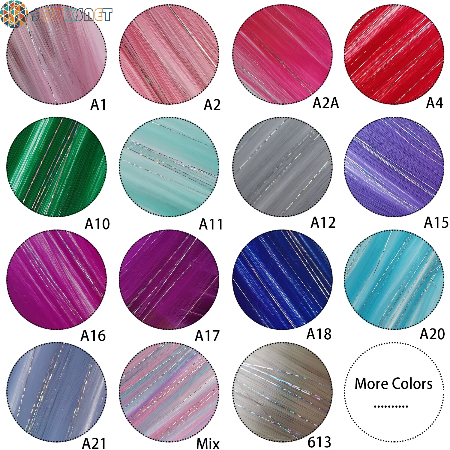 Clip in Colored Hair Extensions Mixed Silver Tinsels Synthetic Rainbow Hairpiece Holiday Party Highlights for Women Girls