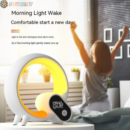 Creative Q Light Analog Sunrise Digital Display Alarm Clock Bluetooth Audio Intelligent Wake-Up Q Colorful Atmosphere Light