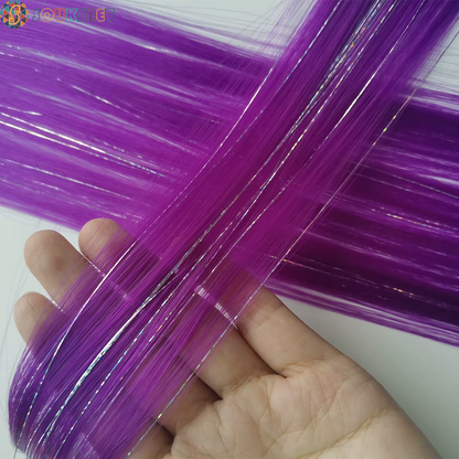 Clip in Colored Hair Extensions Mixed Silver Tinsels Synthetic Rainbow Hairpiece Holiday Party Highlights for Women Girls