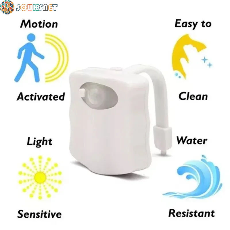 Motion Sensor Light Wireless LED Night Light RGB 8Colors Lamp Toilet Bathroom Atmosphere Light Colorful Sensor LED Night Lights