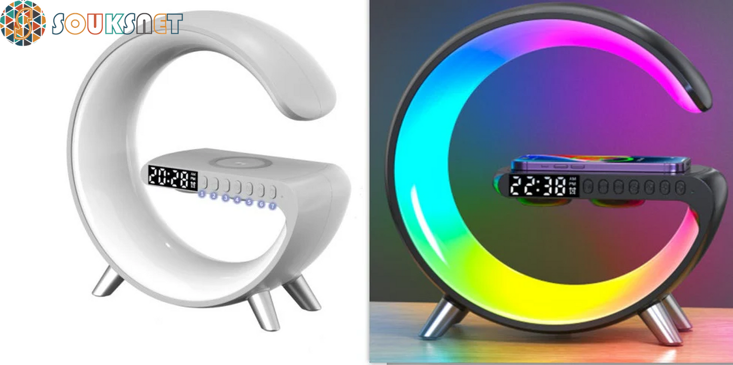 New Intelligent G Shaped LED Lamp Bluetooth Speake Wireless Charger Atmosphere Lamp App Control for Bedroom Home Decor