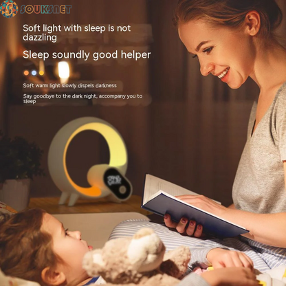 Creative Q Light Analog Sunrise Digital Display Alarm Clock Bluetooth Audio Intelligent Wake-Up Q Colorful Atmosphere Light