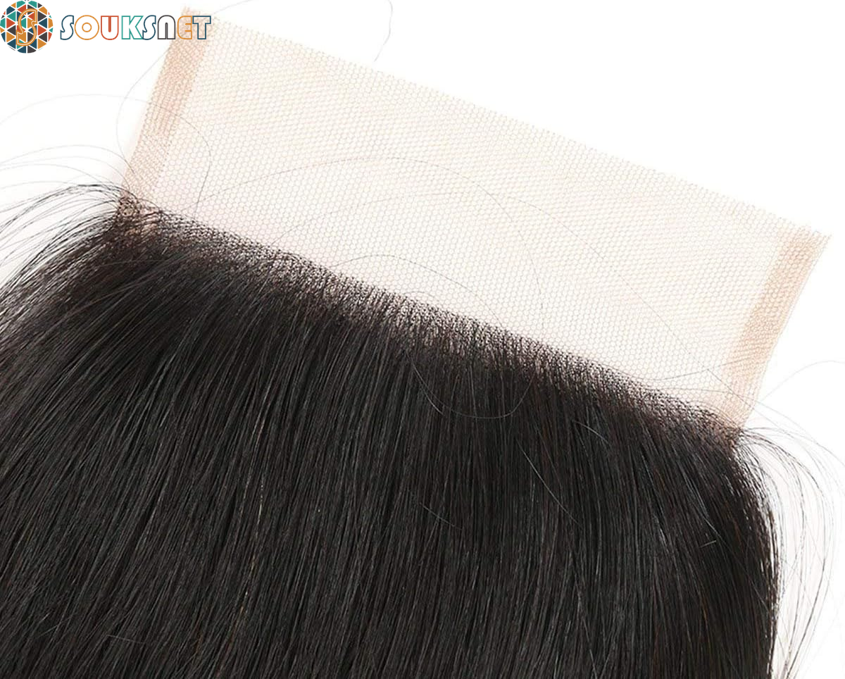 Bresilian Weaving in Lots Human Hair Virgin Closure Weaving Smooth Extensiones De Cabello Hair Extensions 100% Natural Human Hair Straight Hair Strands Natural Black (16 Inch/40 Cm, 4X4 Lace Closure)