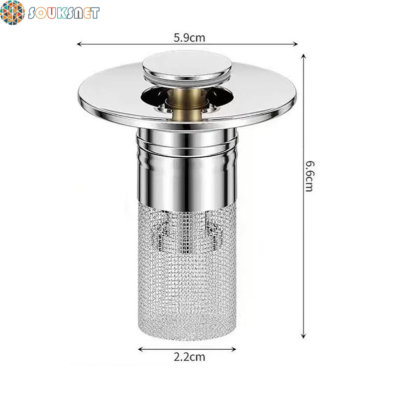 2PC Bathroom Sink Stopper,Bathroom Sink Drain Strainer , Pop up Stainless Steel Floor Drain Filter with Basket Hair Catcher, Quickly Drain Water