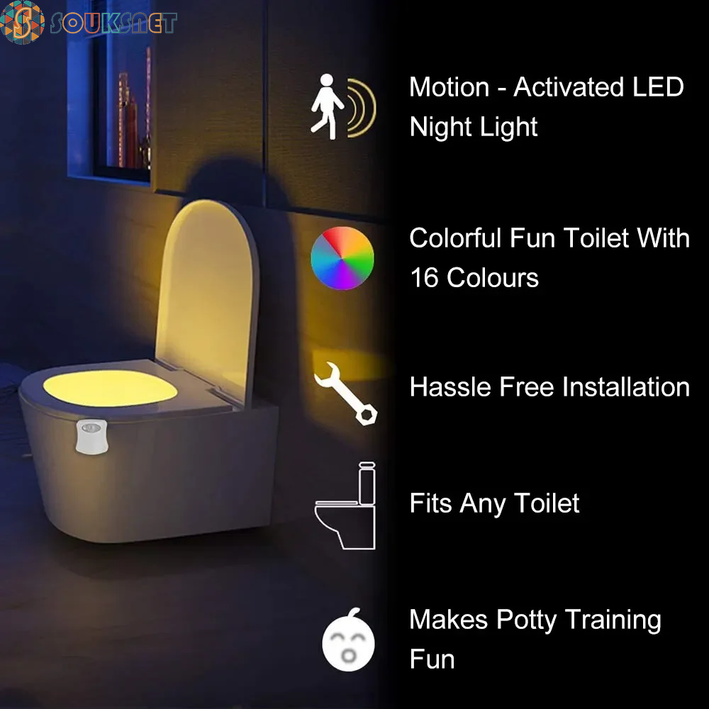 Motion Sensor Light Wireless LED Night Light RGB 8Colors Lamp Toilet Bathroom Atmosphere Light Colorful Sensor LED Night Lights