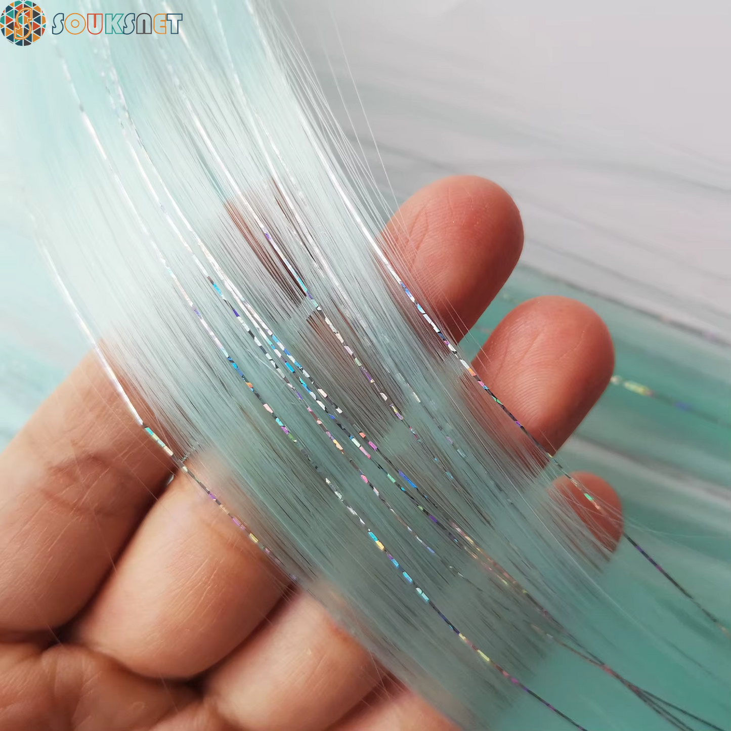 Clip in Colored Hair Extensions Mixed Silver Tinsels Synthetic Rainbow Hairpiece Holiday Party Highlights for Women Girls